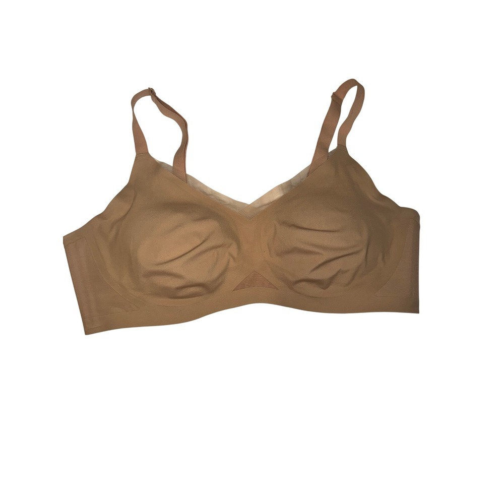 Honeylove  Crossover Bra Tan Nude Wireless Supportive Mesh Trim Size 2X